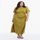 Boatneck Gathered Maxi Dress image number null
