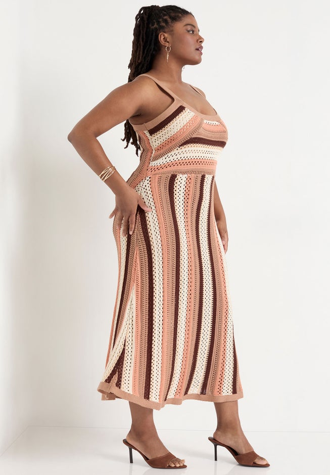 Strap Sweater Midi Dress image number null