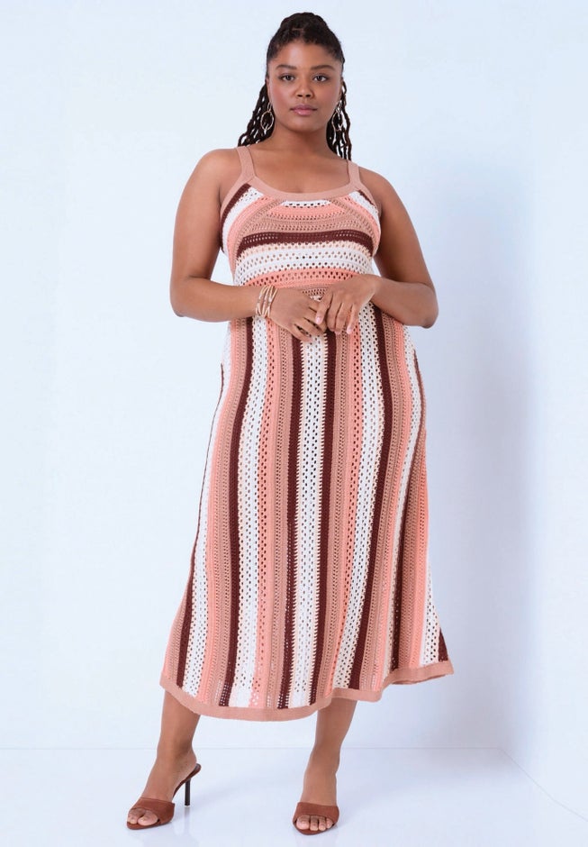 Strap Sweater Midi Dress image number null