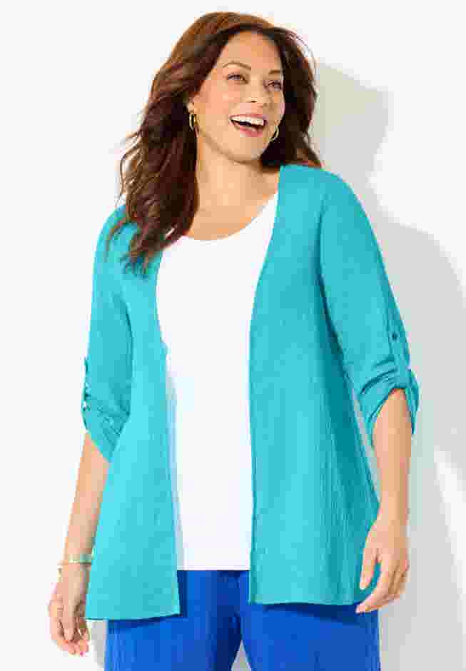 AnyWear Pucker Cotton Cardigan image number 3