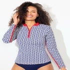 Chlorine Resistant Long Sleeve 1/4 Zip Swim Tee Rash Guard image number null