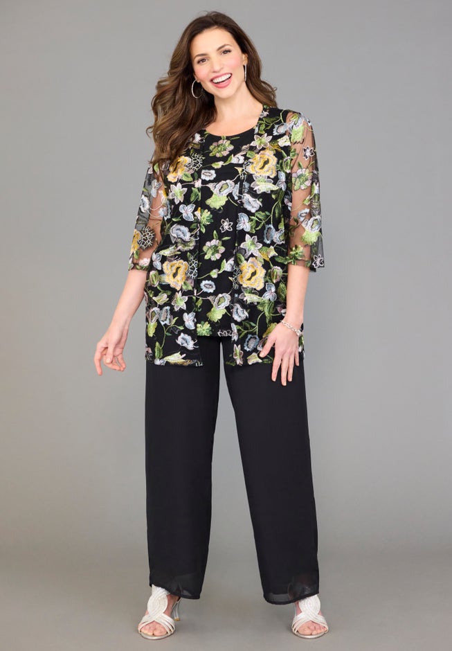 Embroidered Tank and Kimono 2-Piece Set image number 7