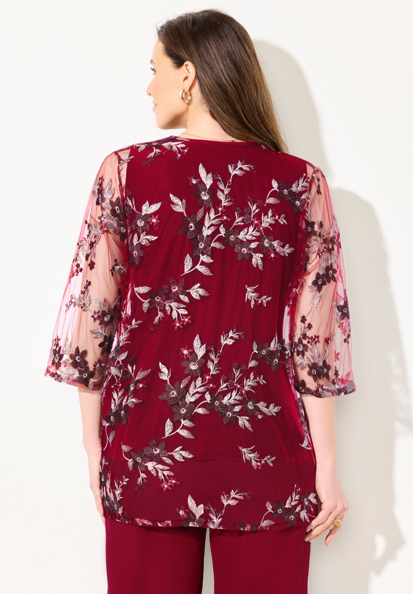 Embroidered Tank and Kimono 2-Piece Set image number 1