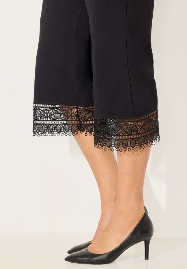 Ponte Knit Lace Capri image number 3