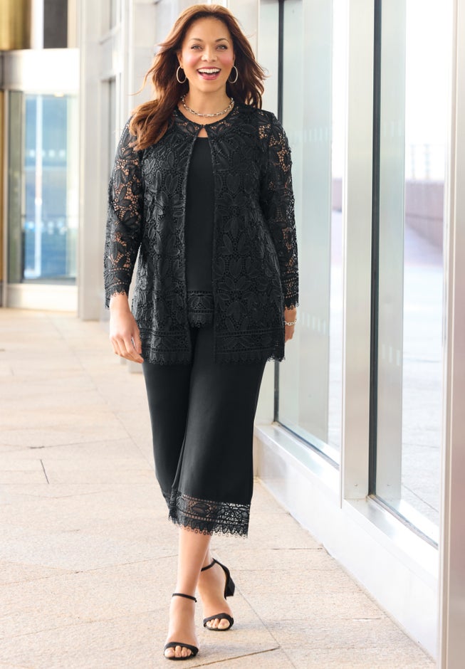 Ponte Knit Lace Capri image number 4