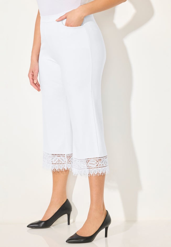 Ponte Knit Lace Capri image number 5