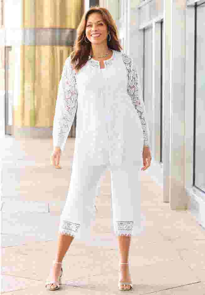 Ponte Knit Lace Capri image number 4