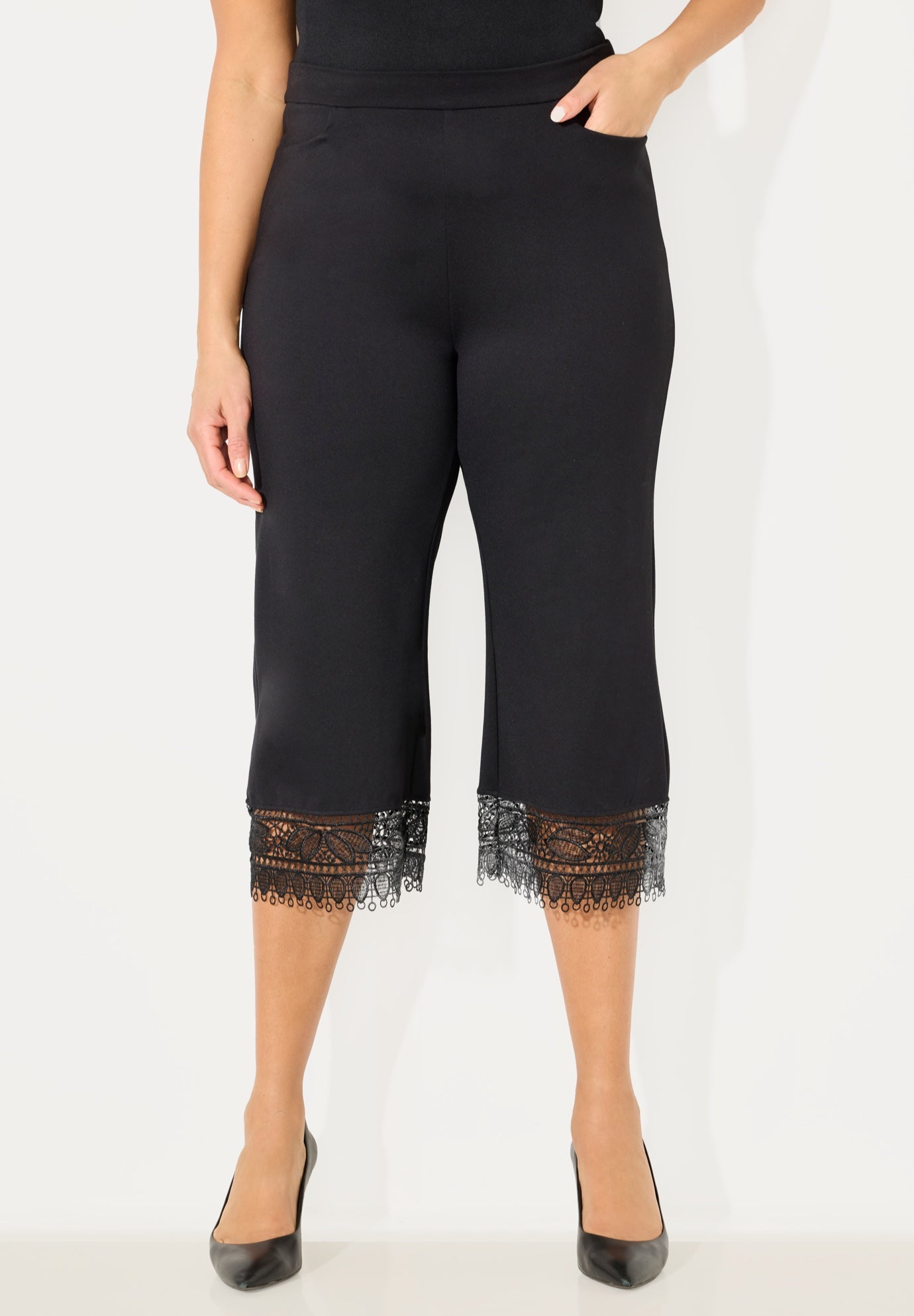 Ponte Knit Lace Capri image number 0