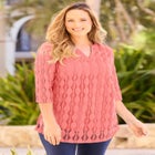 Textured Lace Knit Top image number null