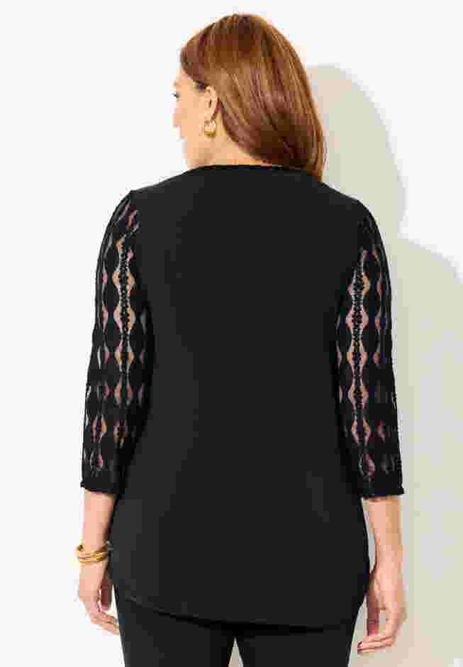 Textured Lace Knit Top image number 1