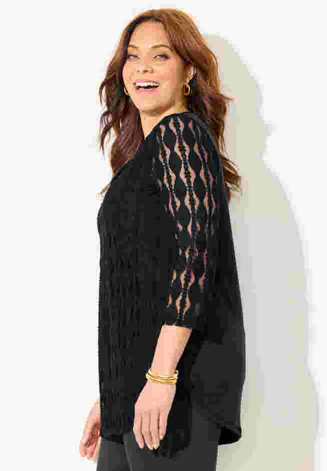 Textured Lace Knit Top image number 2