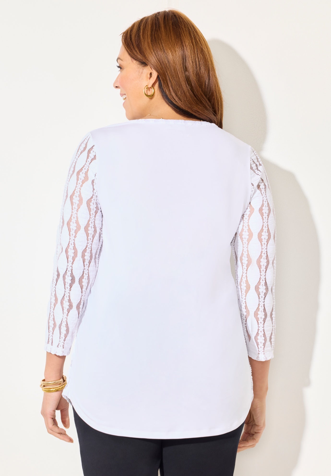 Textured Lace Knit Top image number 1