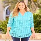 Textured Lace Knit Top image number null
