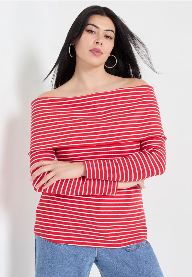Long-Sleeve Off-The-Shoulder Top image number 3