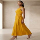 Stretch Cotton Side Tie Maxi Dress image number 2