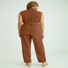 Belted Crepe Vest Set image number null