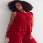 Ruffled-Hem Peplum Tank Top image number null