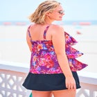 Longer-Length V-Neck Tiered-Ruffle Tummy Control Tankini Top image number null