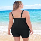 Longer-Length V-Neck Tiered-Ruffle Tummy Control Tankini Top image number null