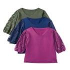 Eyelet Sleeve V-Neck Top image number null