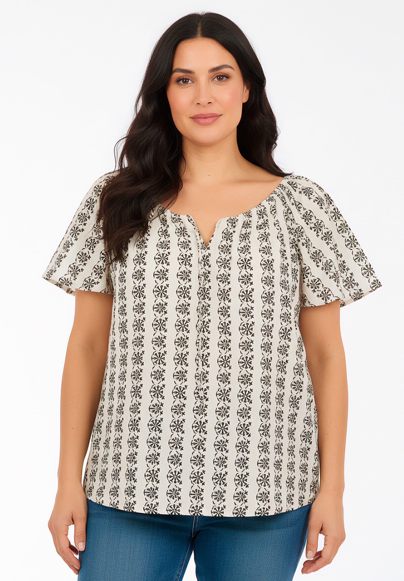 Embroidered Ruffle Blouse image number 2