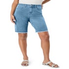 Plus Size Frayed Hem Bermuda Jean Shorts image number null