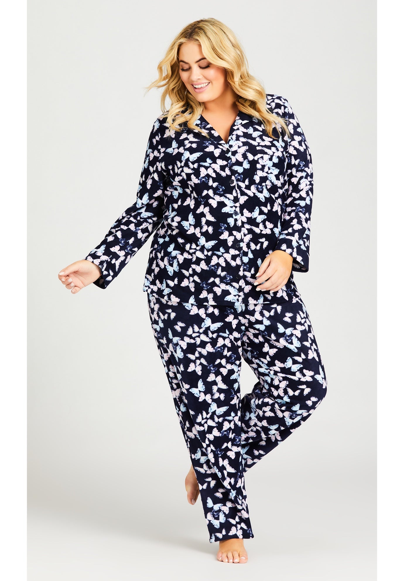 Button Fleece Sleep Top image number 0