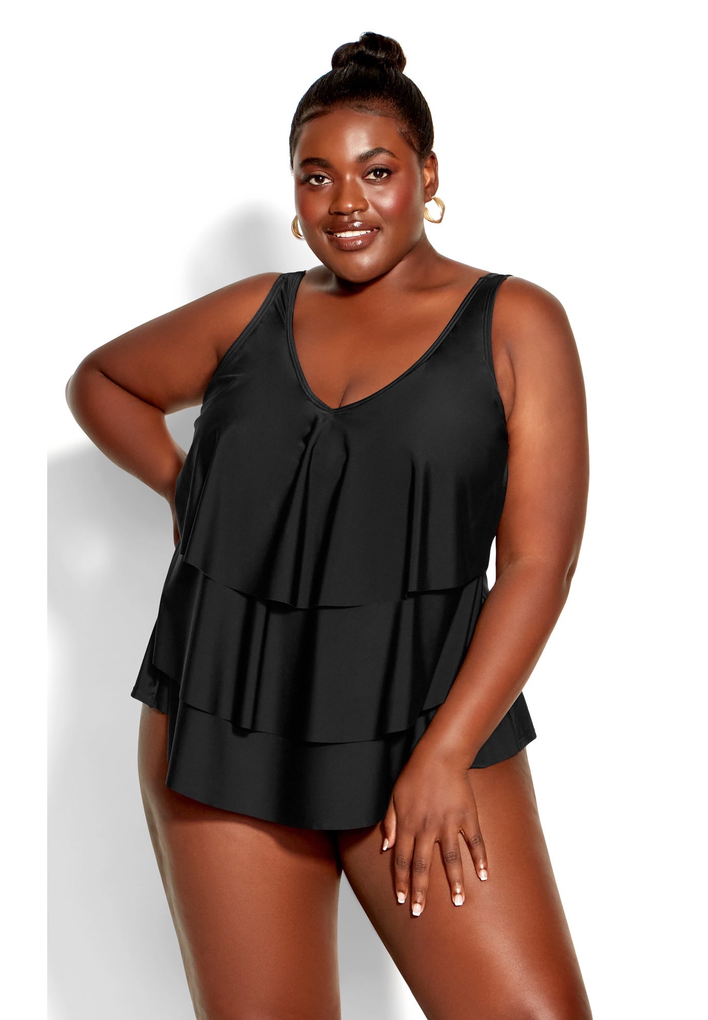 V Tiered Tankini Top image number 0