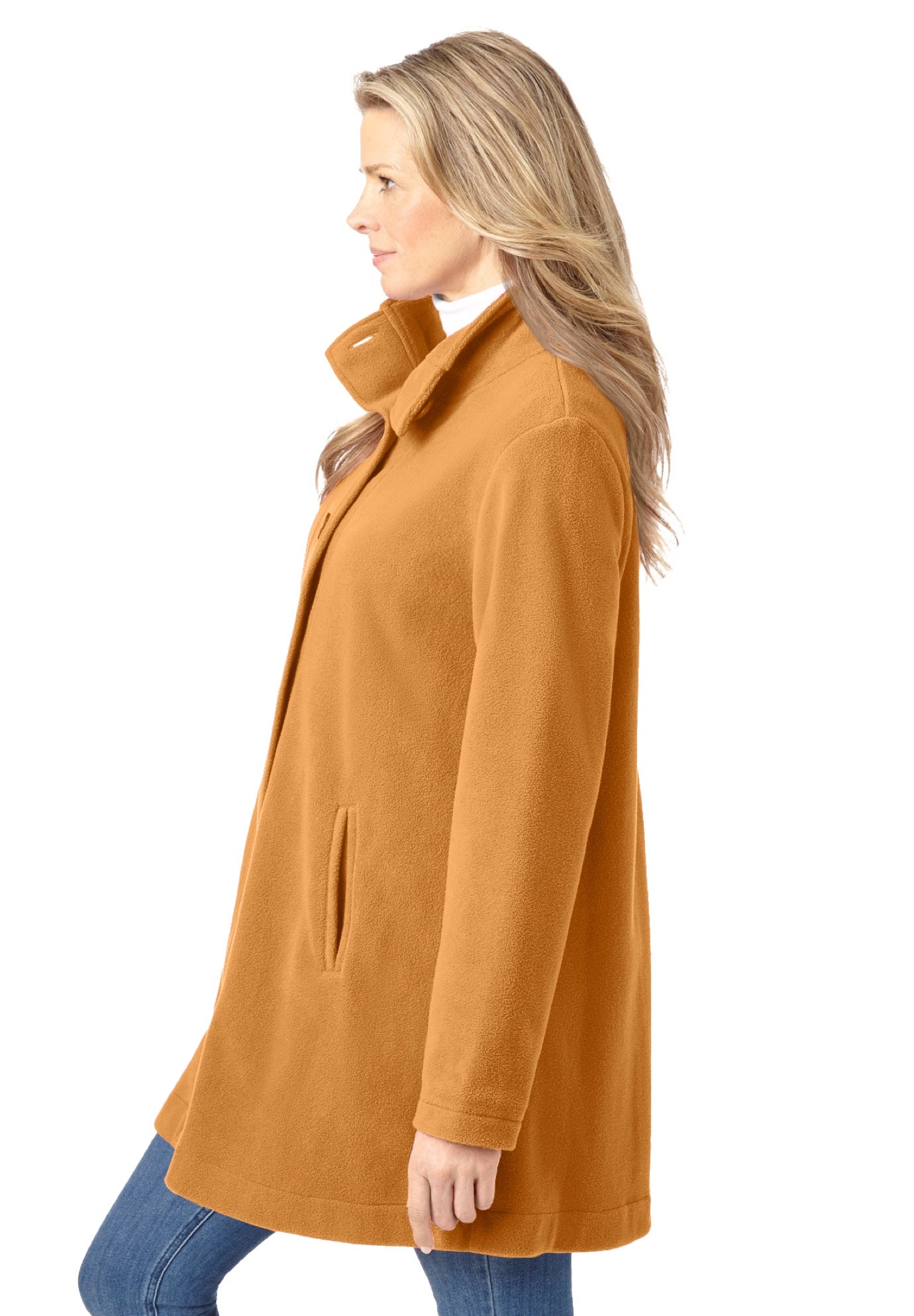 Fleece Swing Funnel-Neck Coat image number 2