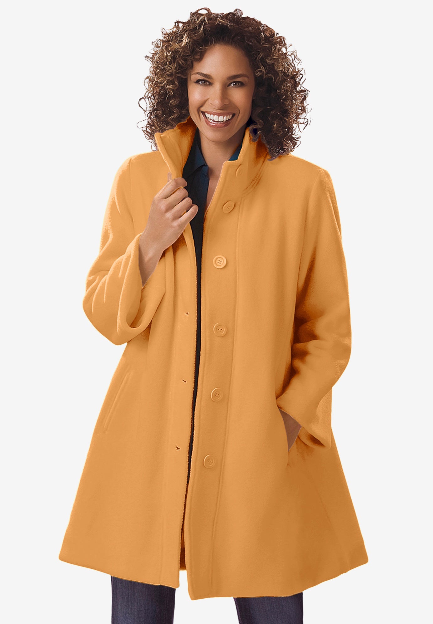 Fleece Swing Funnel-Neck Coat image number 0