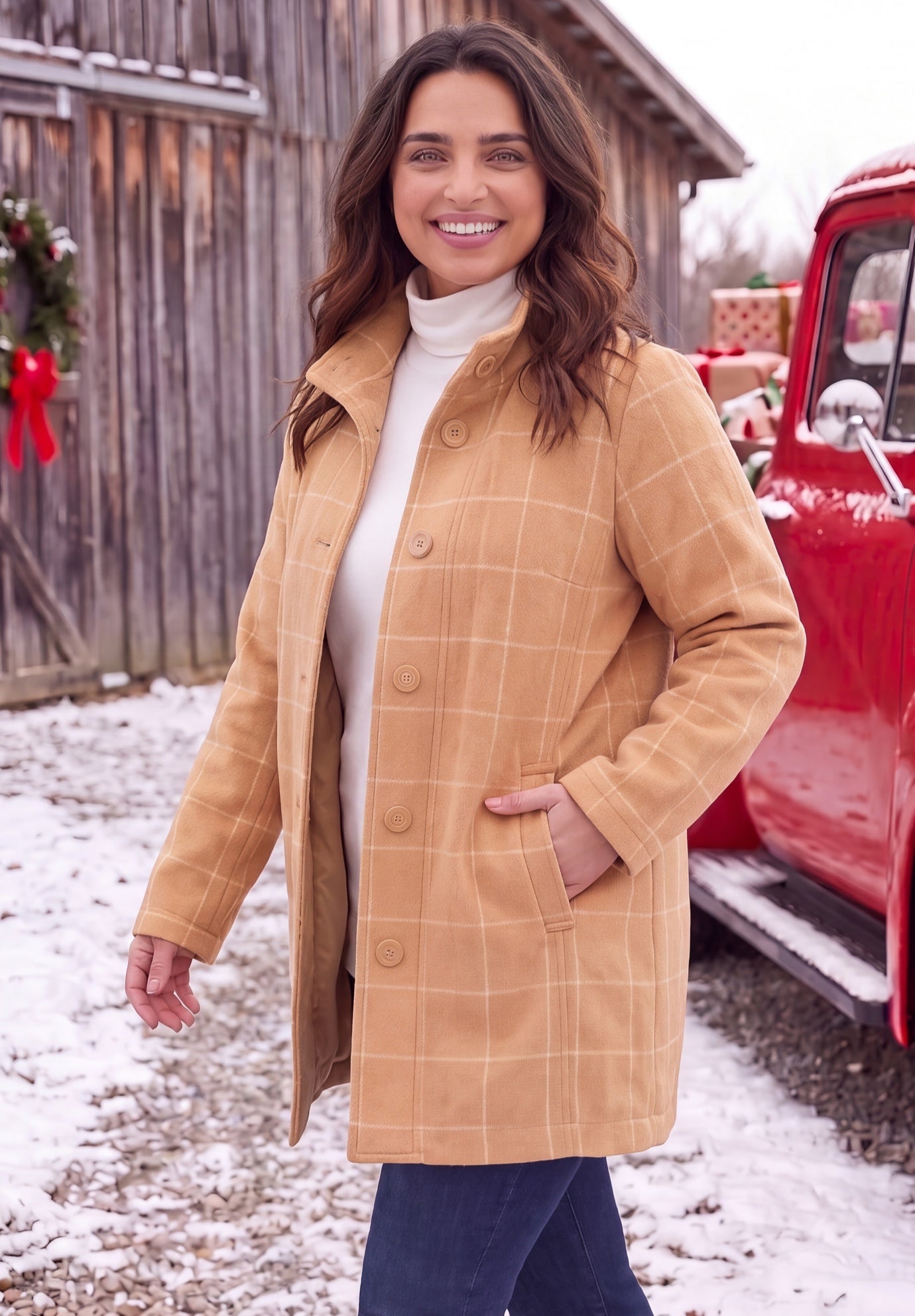 Fleece Swing Funnel-Neck Coat image number 0