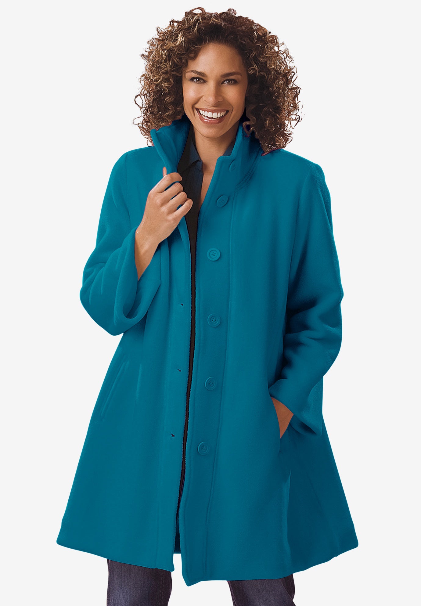 Fleece Swing Funnel-Neck Coat image number 0