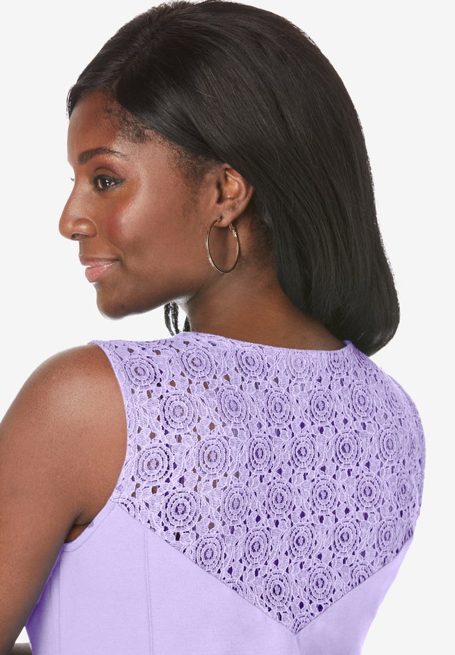 Stretch Cotton Crochet-Back Maxi Dress image number 3