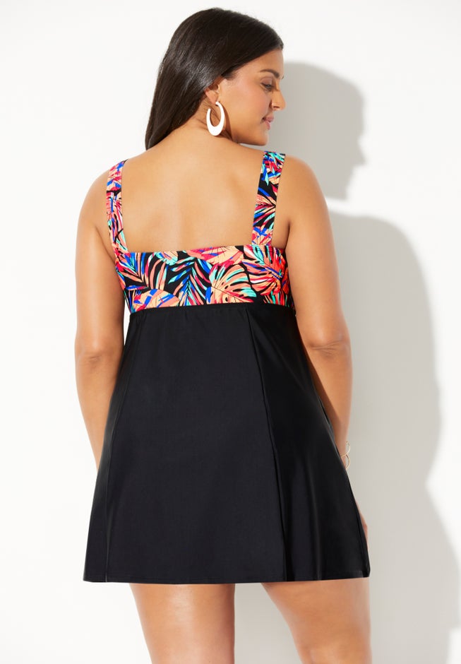 Tie Front V-Neck Swimdress image number 1