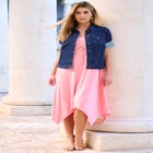 Plus Size Short-Sleeve Stretch Denim Jacket image number null