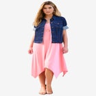 Plus Size Short-Sleeve Stretch Denim Jacket image number 0