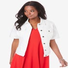 Plus Size Short-Sleeve Stretch Denim Jacket image number null