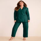Plus Size Long Sleeve Ten-Button Shawl-Collar Pant Suit &ndash; 2-Piece Pant Set image number null
