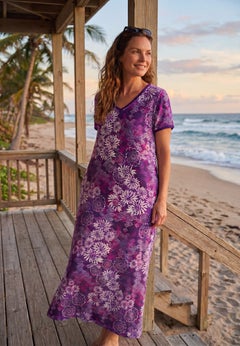 V-Neck Short Sleeve Maxi T-Shirt Lounger
