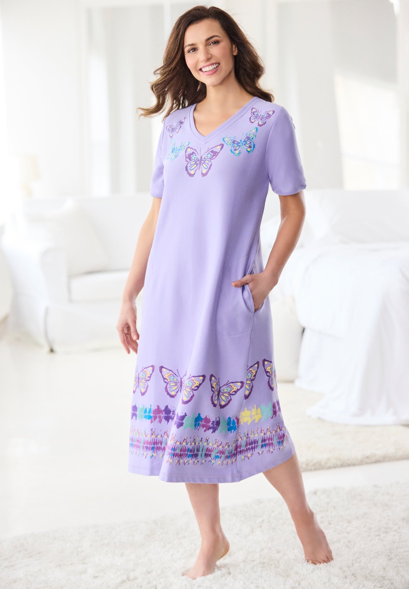 V-Neck Short Sleeve Short T-Shirt Lounger image number 0
