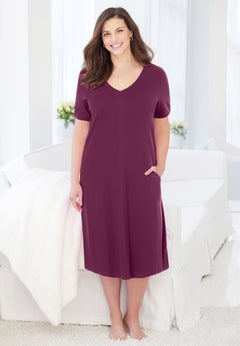 V-Neck Short Sleeve Short T-Shirt Lounger