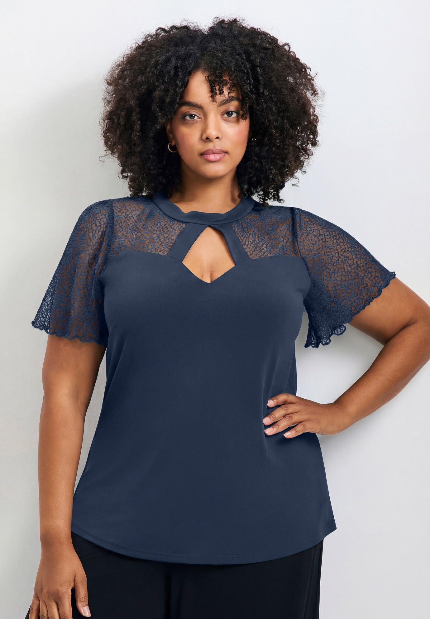 Lacey Flutter Sleeve Lace Top image number 0