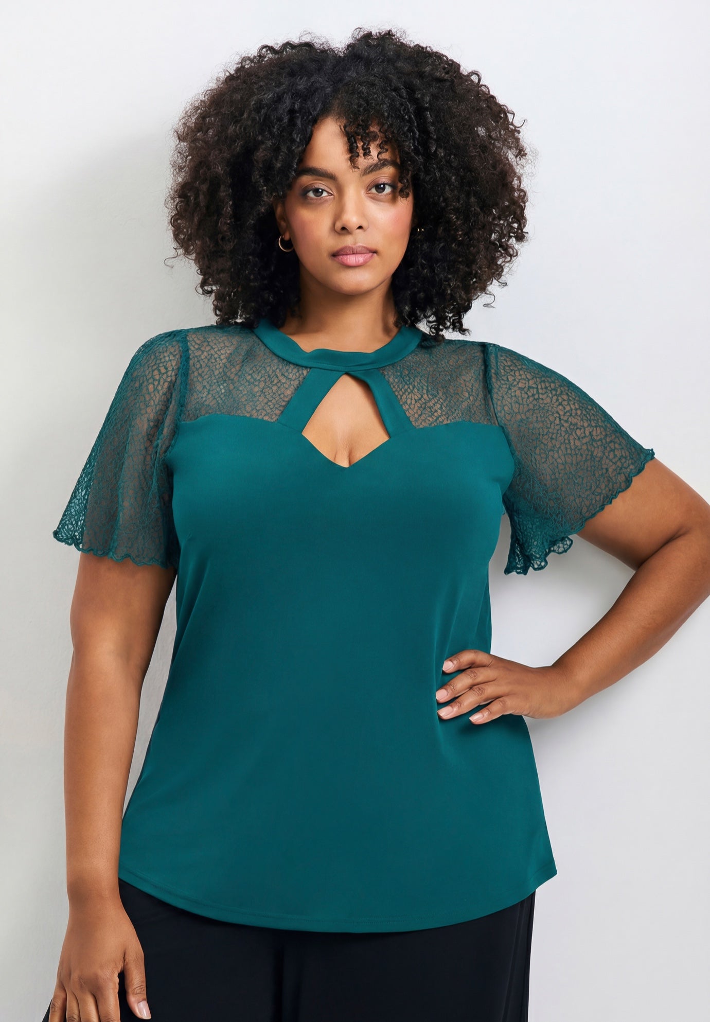 Lacey Flutter Sleeve Lace Top image number 0