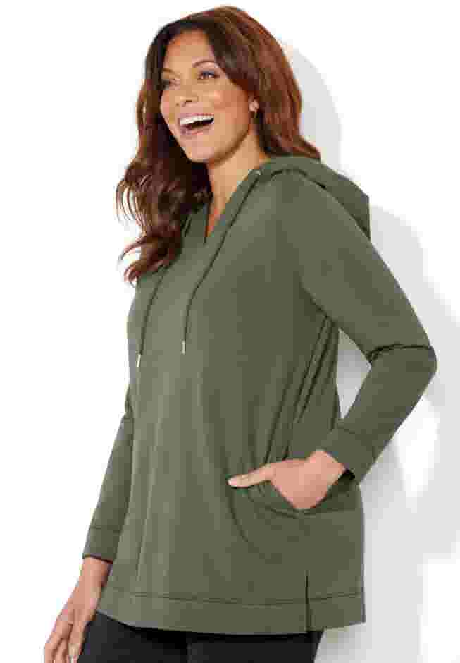 Cloud Knit French Terry Classic Hoodie Tunic image number 3
