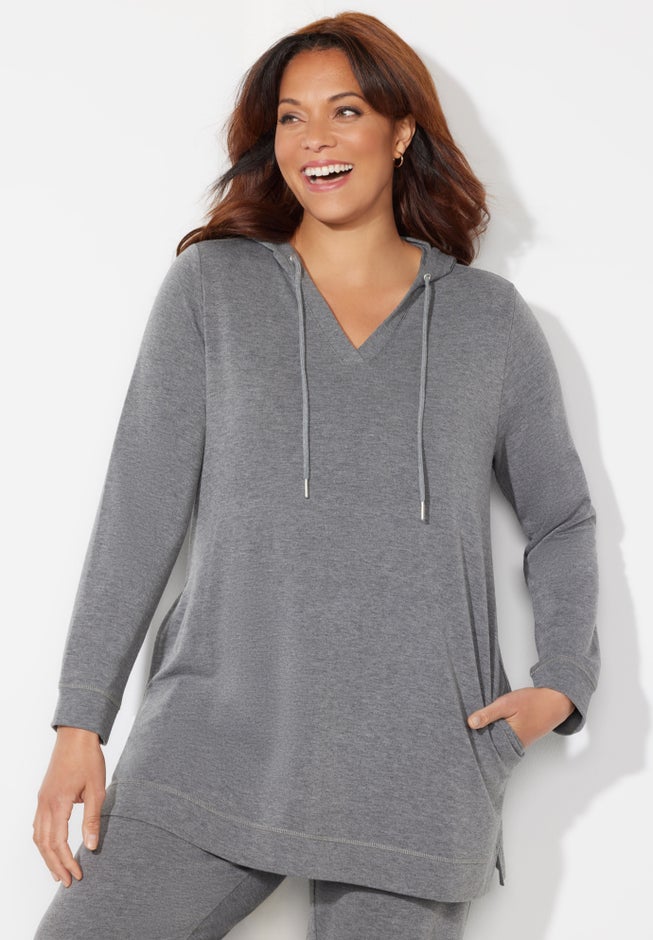 Cloud Knit French Terry Classic Hoodie Tunic image number 0