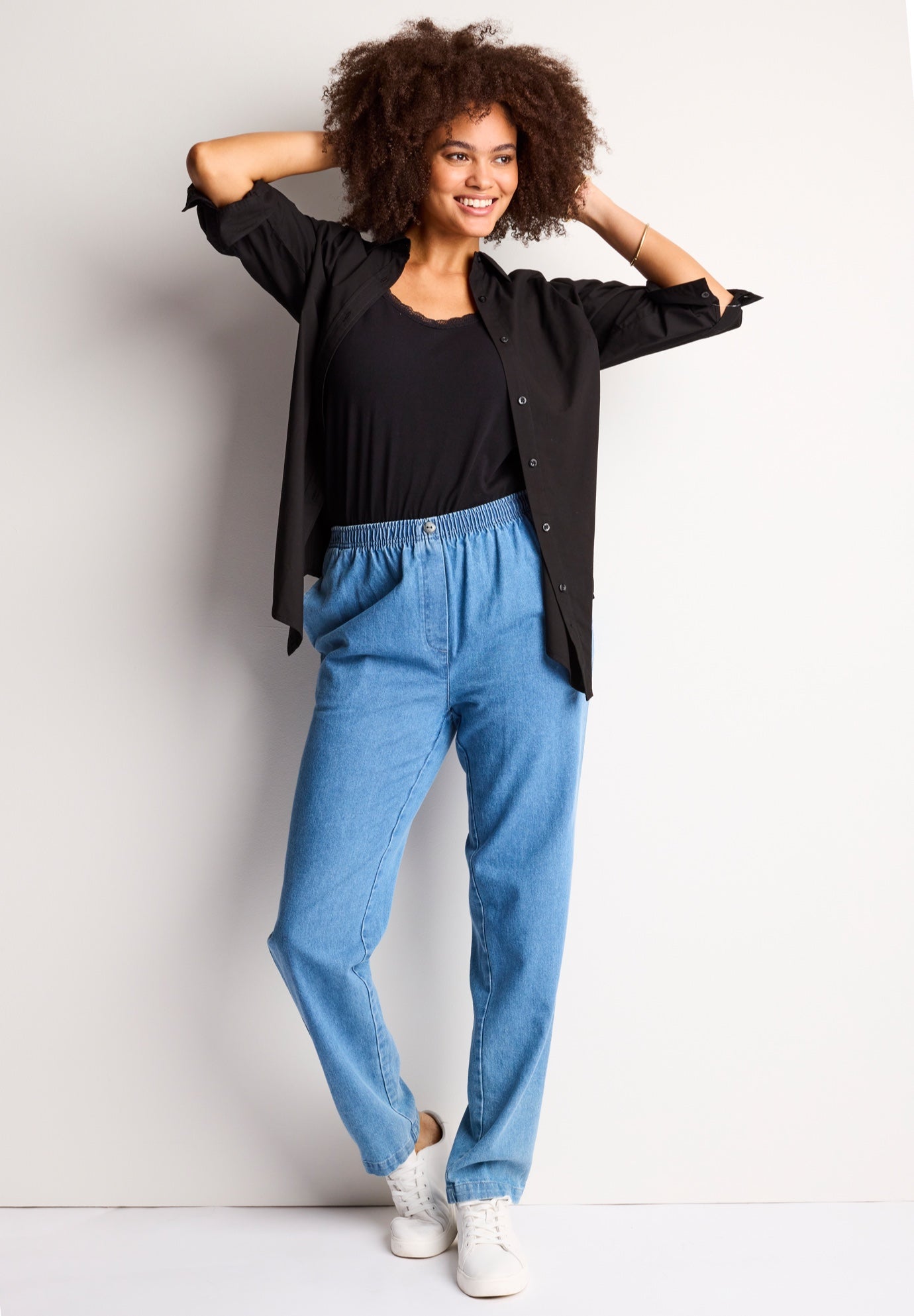 7-Day Straight-Leg Elastic-Waist Cotton Denim Pant image number 2