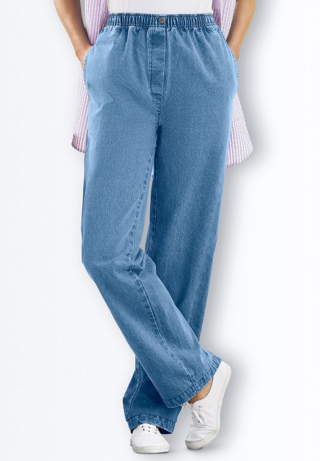 7-Day Straight-Leg Elastic-Waist Cotton Denim Pant image number 3