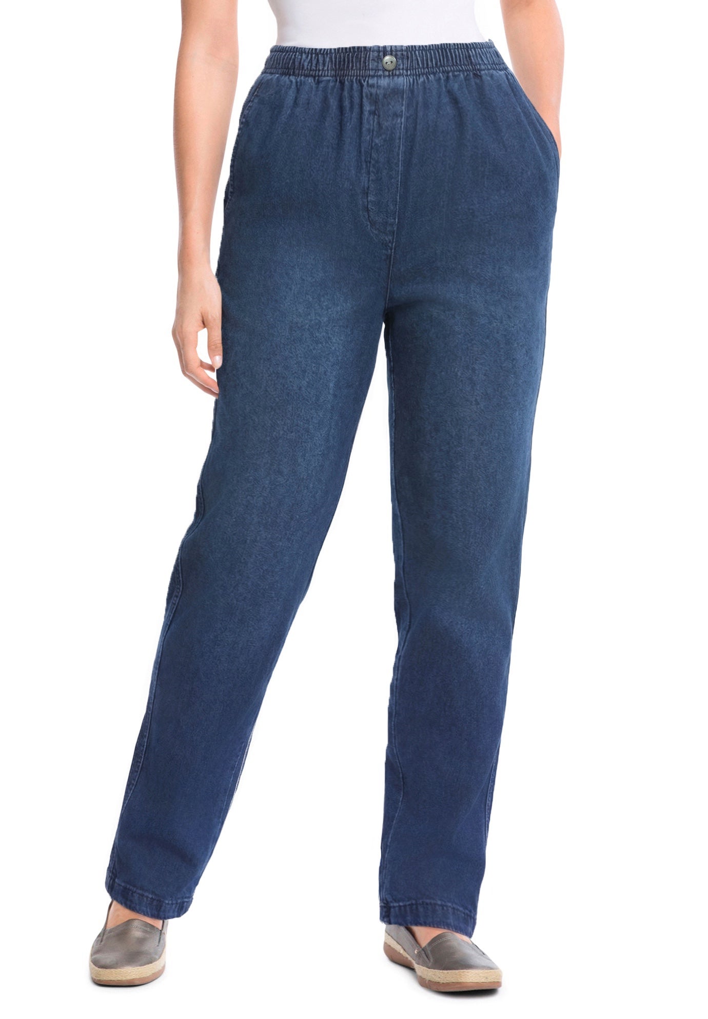 7-Day Straight-Leg Elastic-Waist Cotton Denim Pant image number 0