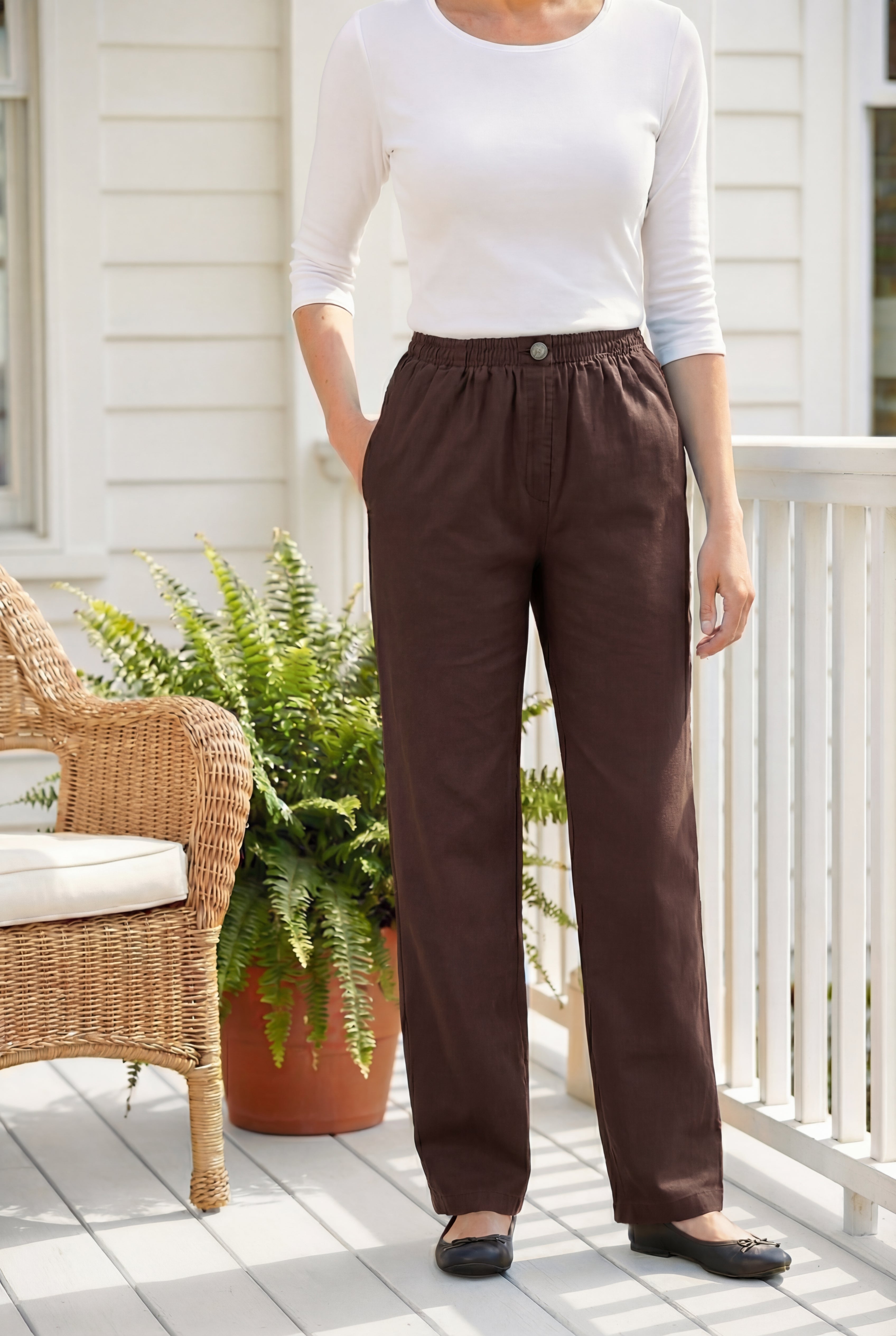 7-Day Straight-Leg Elastic-Waist Cotton Denim Pant image number 0