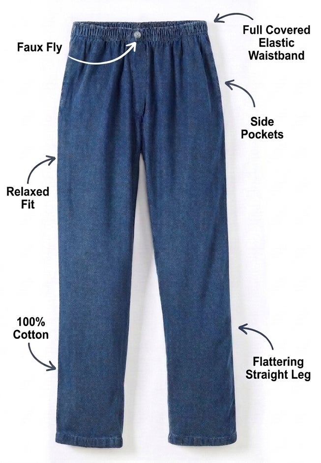 7-Day Straight-Leg Elastic-Waist Cotton Denim Pant image number 1